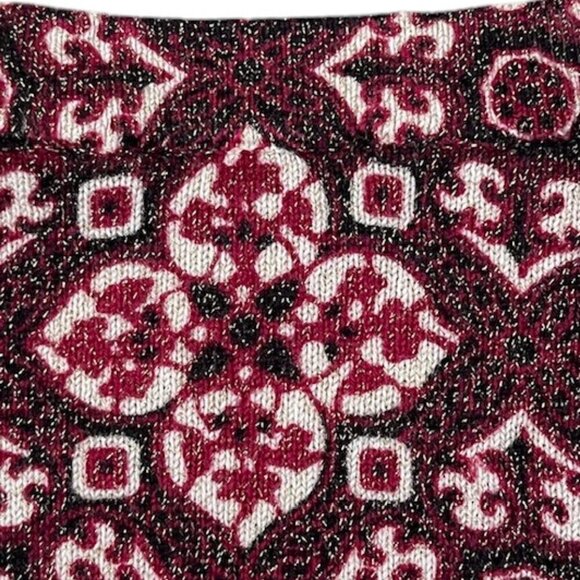 Talbots Womens Cardigan Sweater Burgundy Wine Paisley Print Metallic Gold L NWOT - Picture 11 of 13